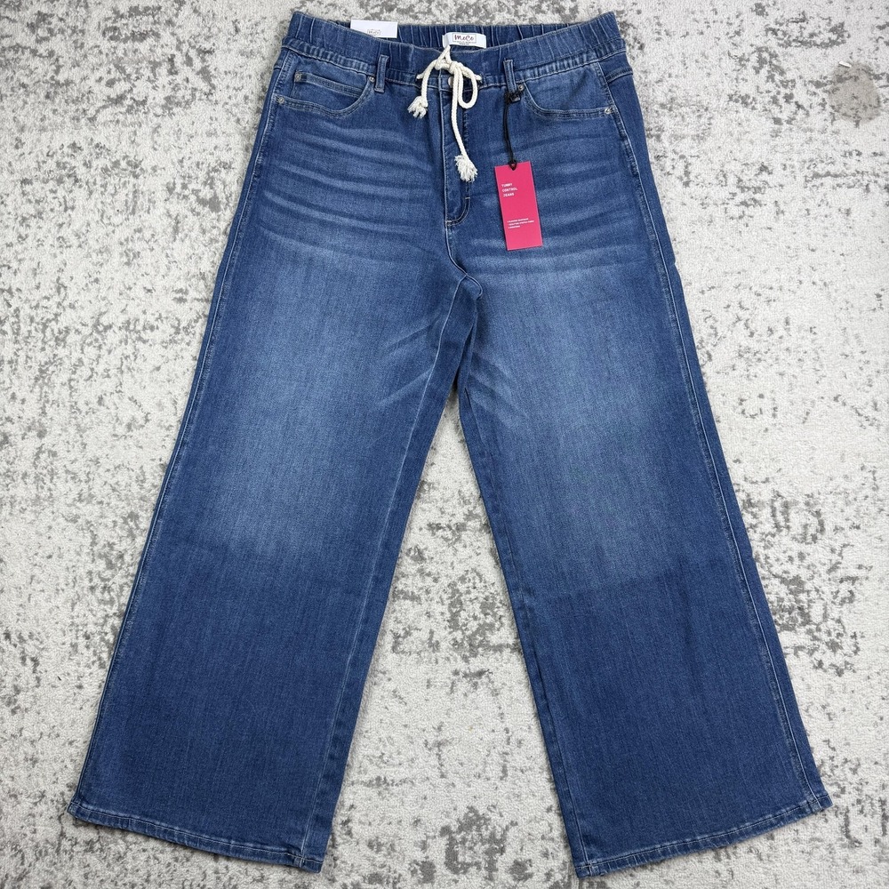 MoCo Boutique Jeans Womens 18W Blue Wide Leg Jogger Stretch Tummy Control Denim